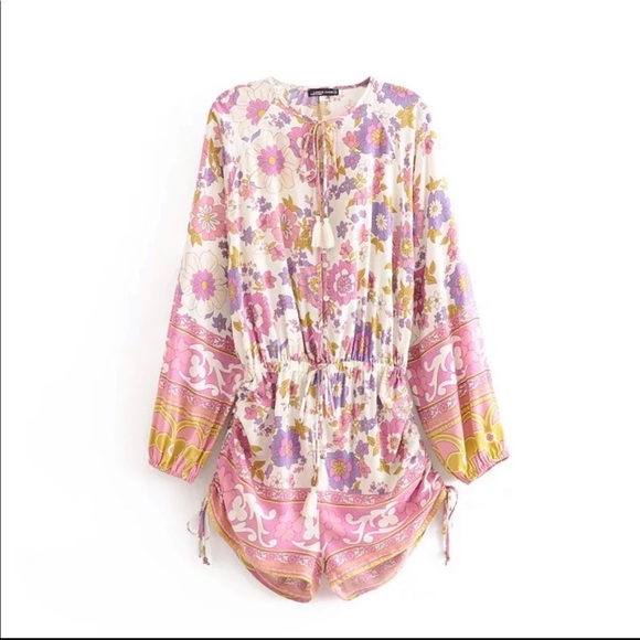 Boho Gypsy Floral Print Jumpsuit Romper Wild bloom - Picture 6 of 9